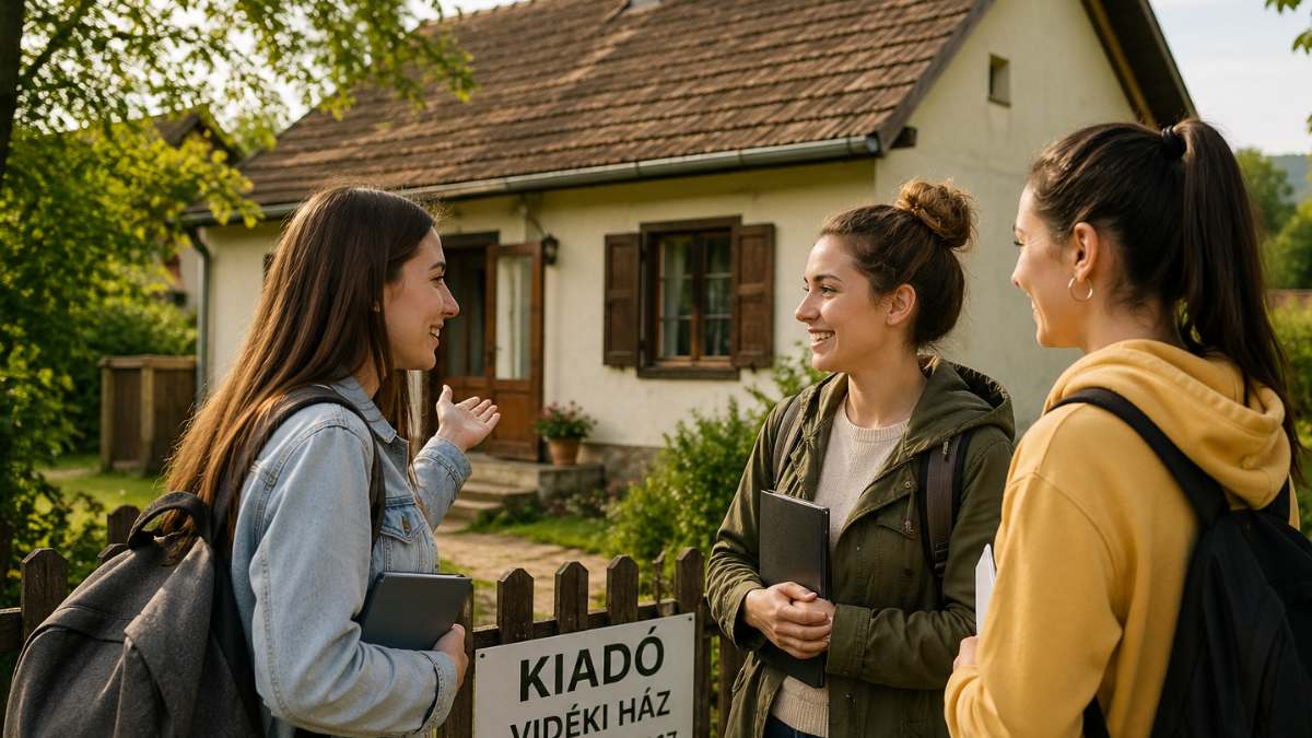 vidéki lakás bérlés egyetemistáknak albérlet keresés során családi ház előtt